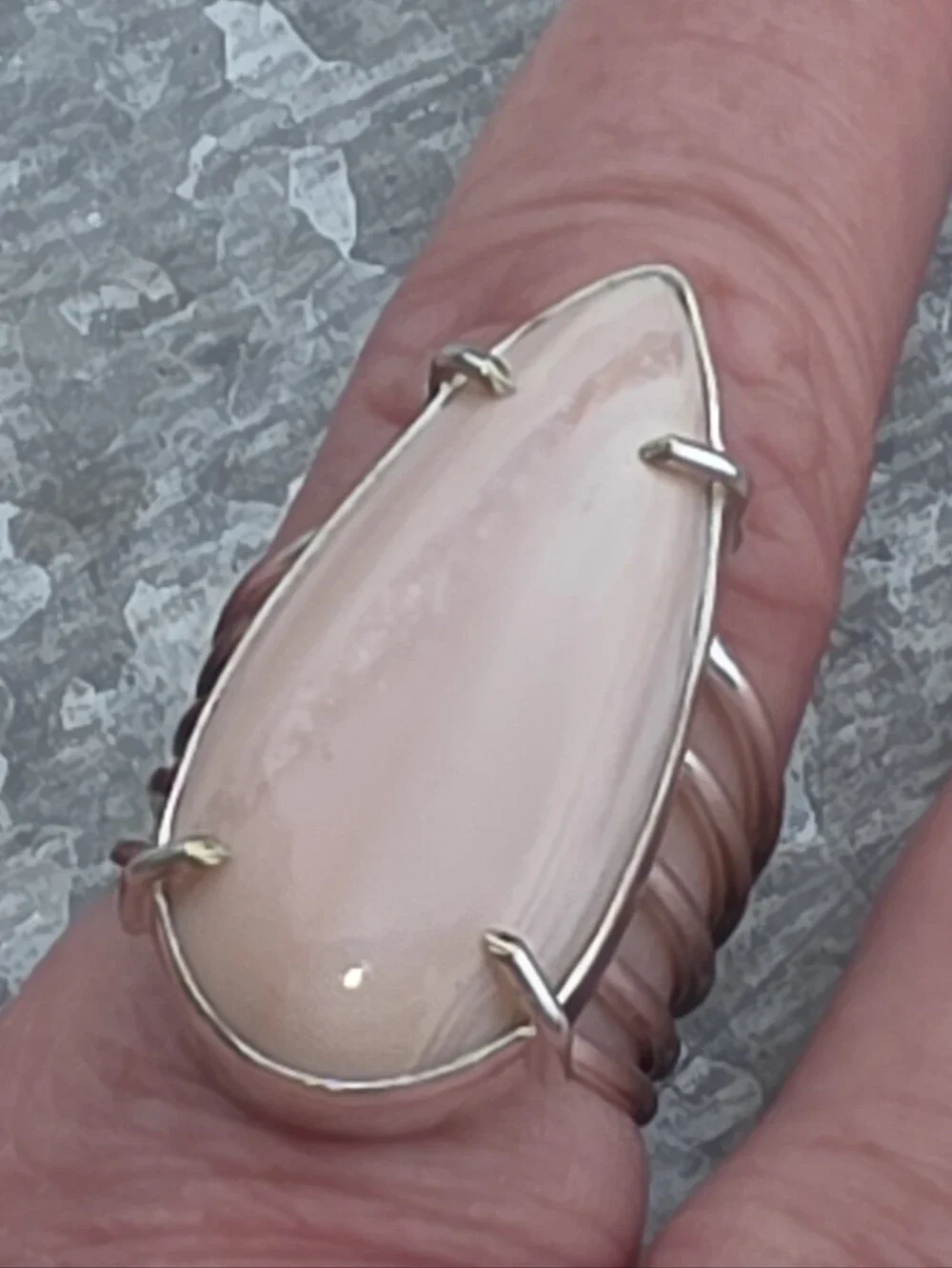 Pink Opal Gemstone Ring In 925 Sterling Silver (7)